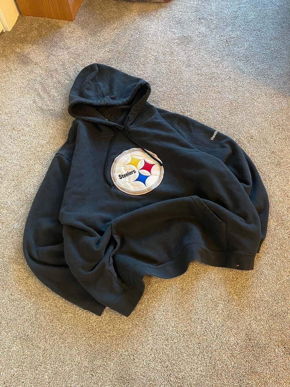 Y2K Heavyweight Reebok Pittsburgh Steelers NFL Team Apparel Hoodie Size XL Black